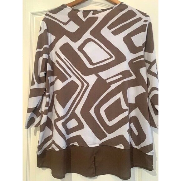 Chicos 2 Soft 12-14 Tunic Womens Geometric  Assymetric 3/4 Sleeve Plus Size - Picture 4 of 13